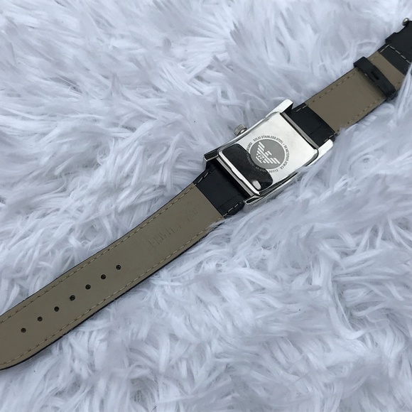 Emporio Armani Men Watch Black Leather Band Analog - Picture 3 of 8